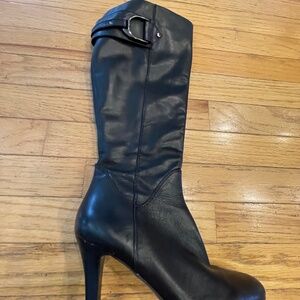 Coach and Four Black Leather Knee Length Boots Size 6
